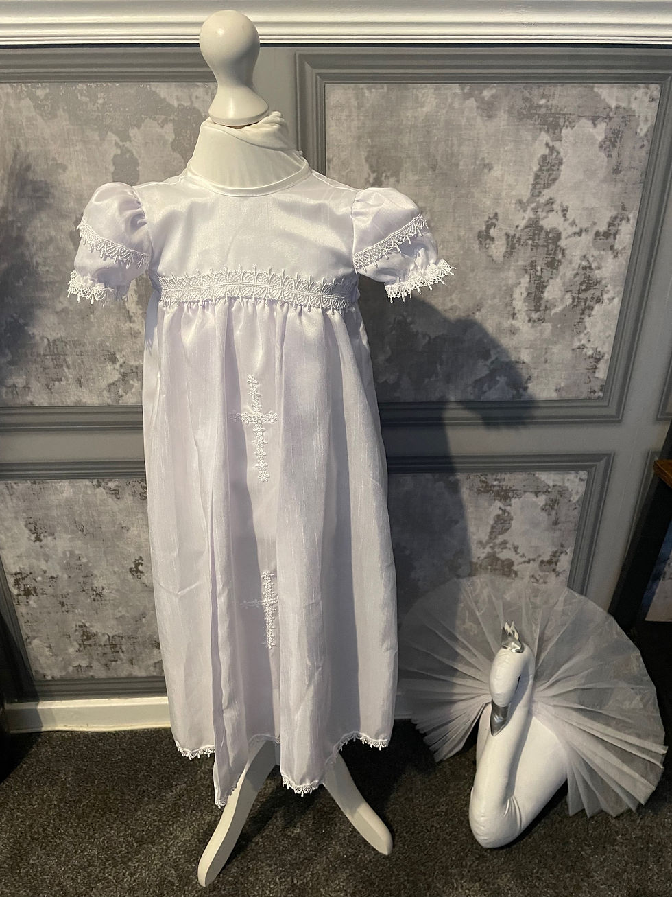 Thumbnail: Girls 2 piece Christening dress with cross detail 
