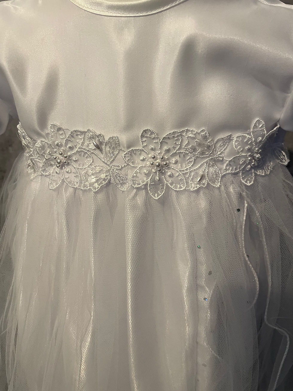 Thumbnail: Girls 2 piece Christening dress with lace and gem detail