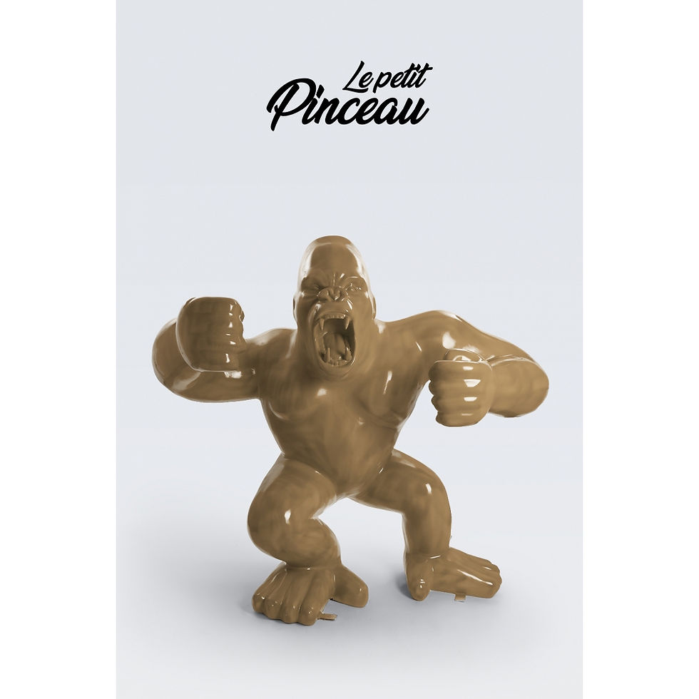 Miniature : Statue gorille XXL de 190 cm en fibre de verre, résistante et personnalisable pour intérieur et extérieur.
