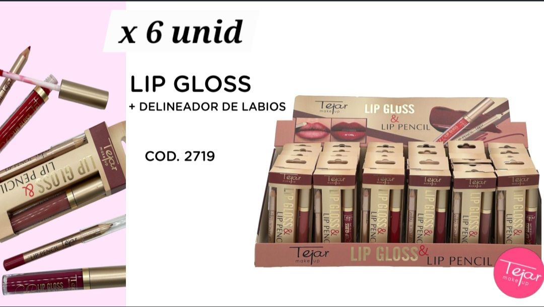 Delineador Lip Gloss Tejar x 6 unid art 2719