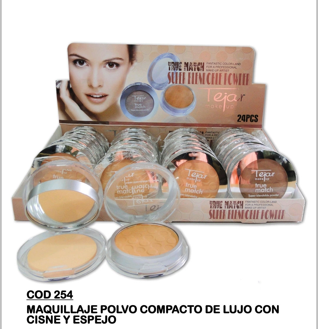 Maquillaje compacto c/espejo x 6 unid. Tejar Art. 254