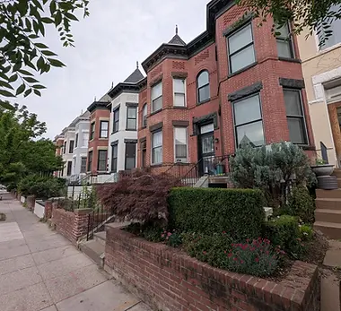 Townhome row houses on a city block