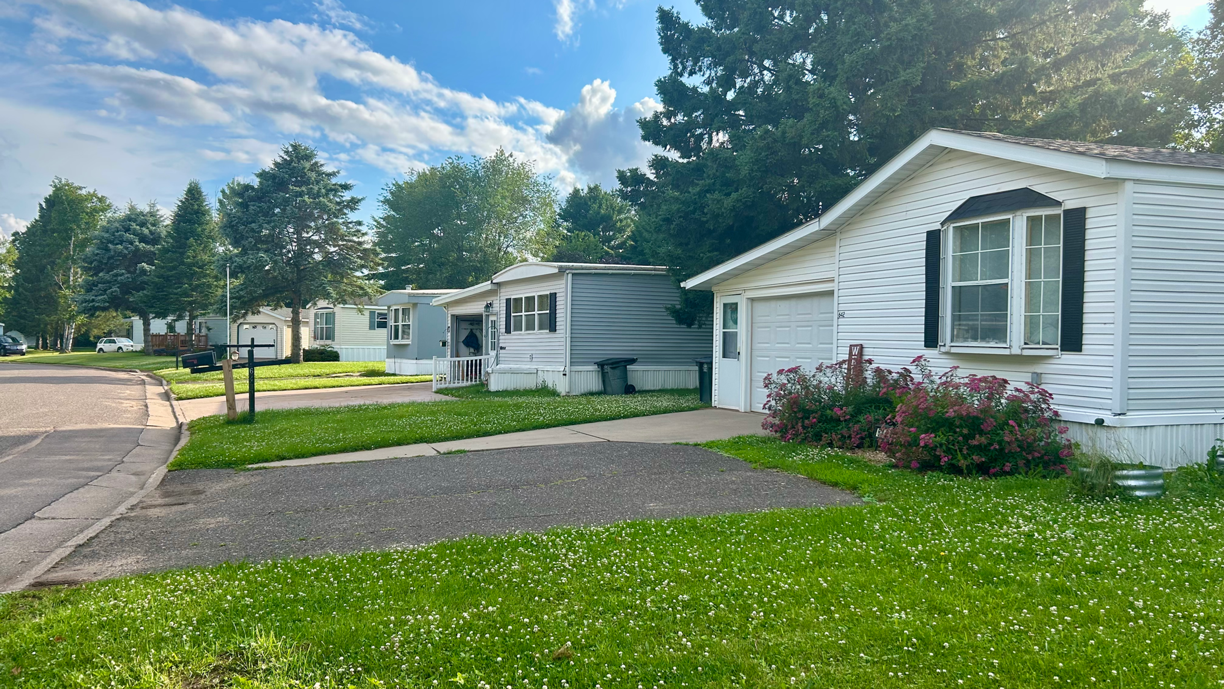 Mobile Home Park in Amery, Wisconsin on a beautiful sunny day