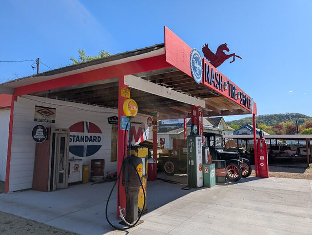 Scenes from Rural Wisconsin, gas station with vintage signage