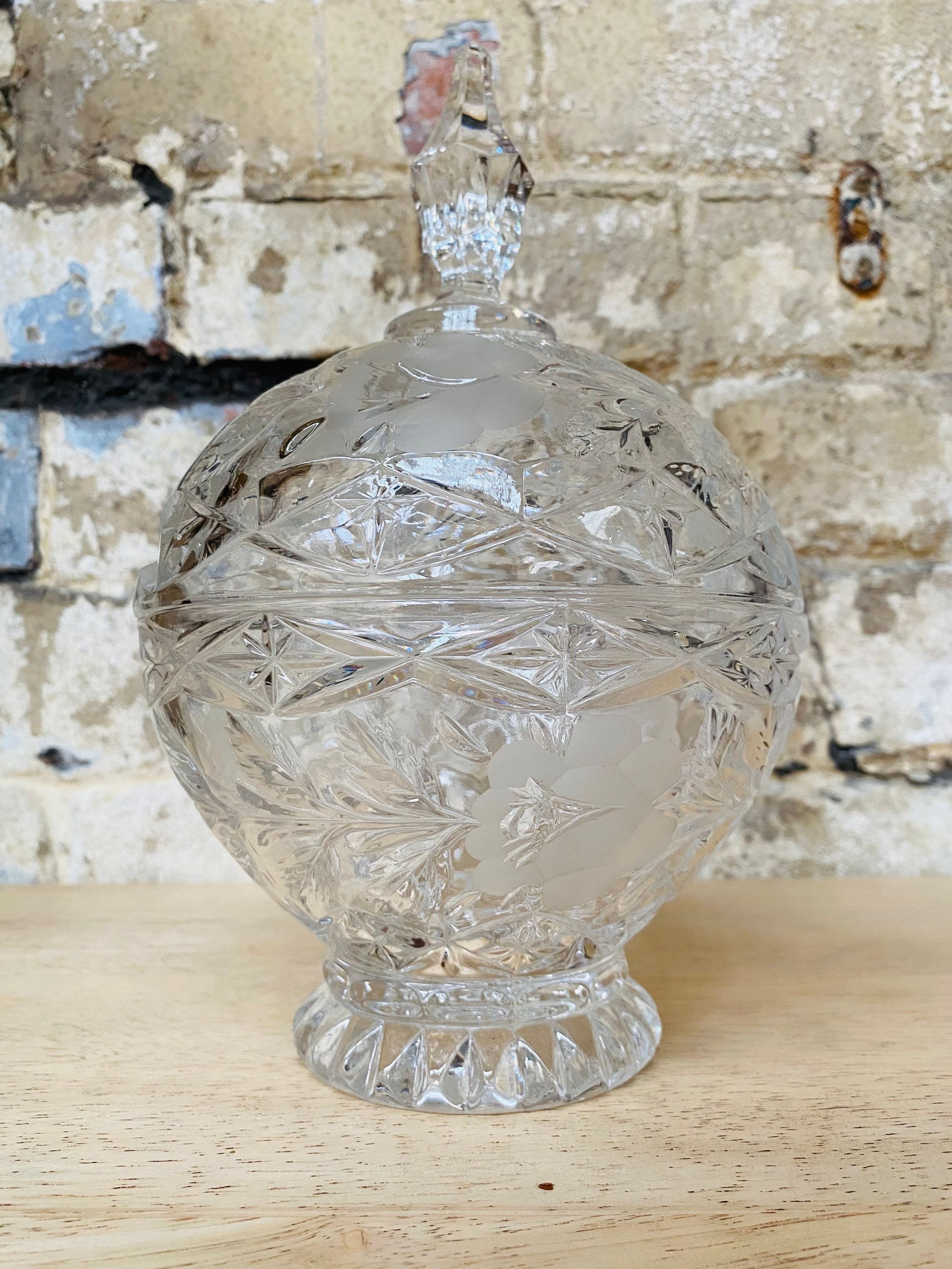Crystal flower embossed large sweet jar