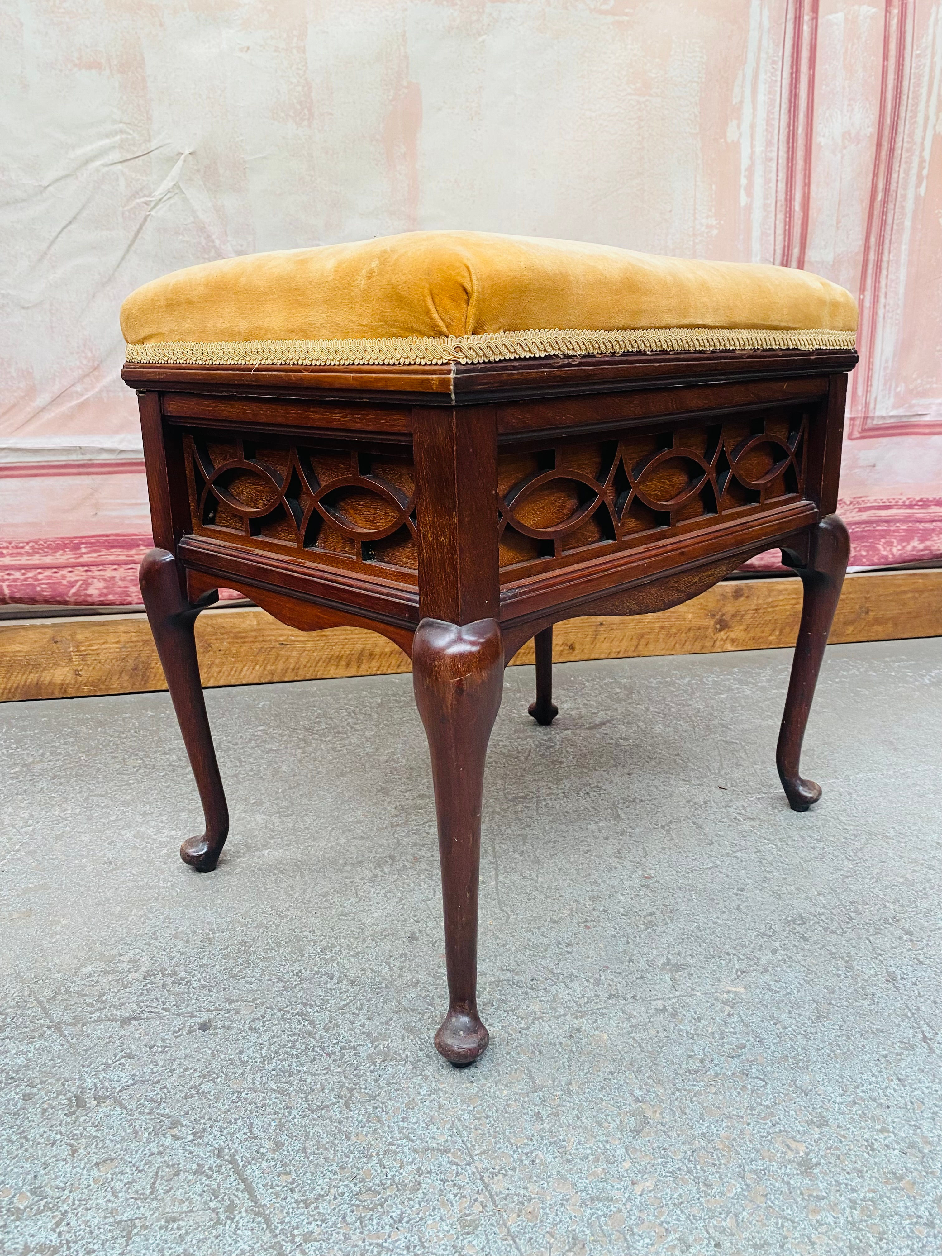 Heavy Edwardian ‘Bennett Bros, Liverpool’ piano stool