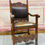 Thumbnail: Vintage solid oak framed leather upholstered elbow chair