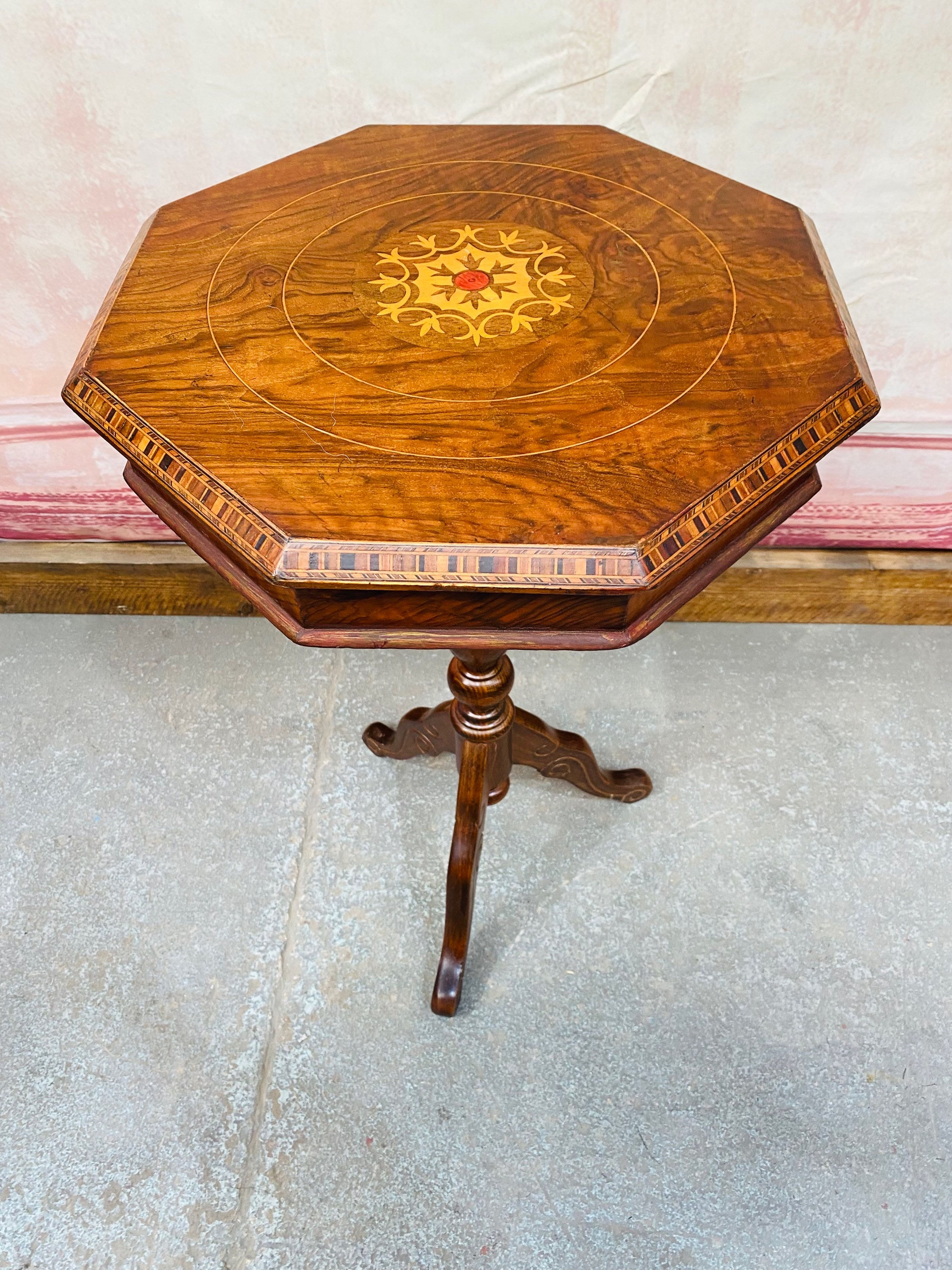 Reproduction walnut inlaid sewing work table