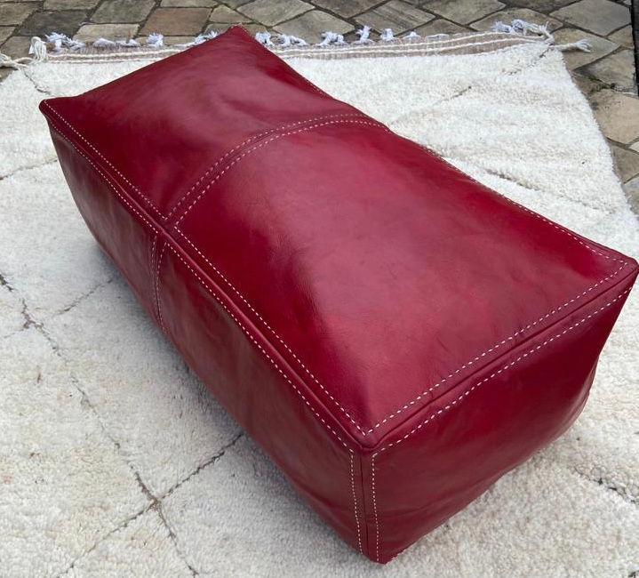 Miniature : Coussin de sol en cuir ROUGE