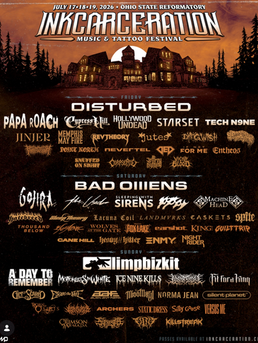 Inkcarceration Festival 2026 Lineup Announced With Disturbed, Bad Omens, and Limp Bizkit