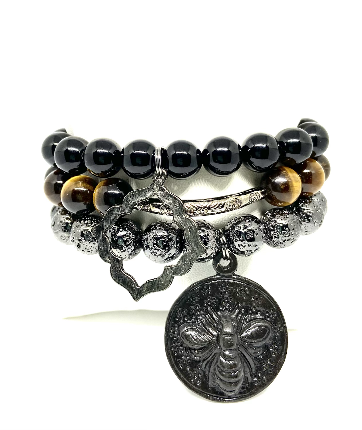 10mm Hues of Silver, Black & Brown w/Accents