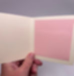 Blank interior of Signature Collection mini greeting card with coordinating pink writing panel.