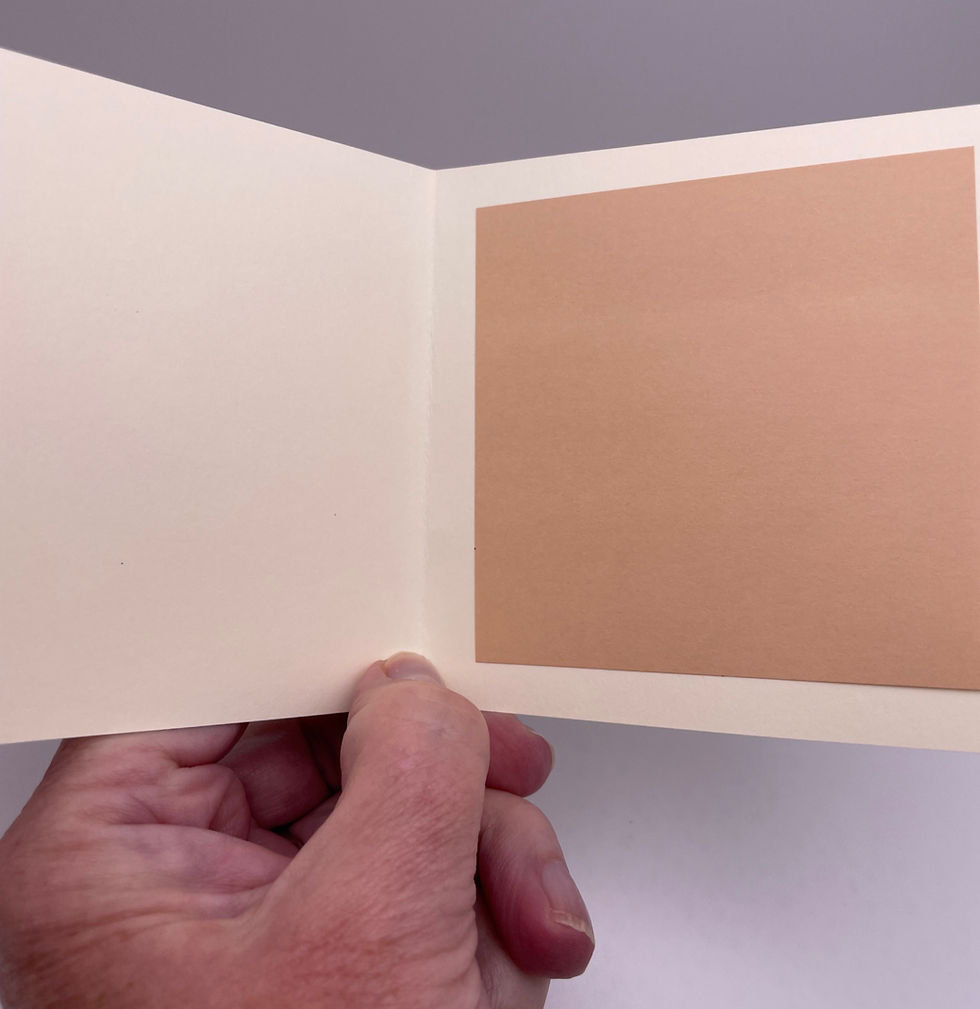 Blank cream-colored interior of the mini greeting card with a coordinating warm tan writing panel.