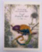 Birthday card with jeweled lizard brooch and sentiment: "I'm not saying you're getting older, I'm just changing the subject"