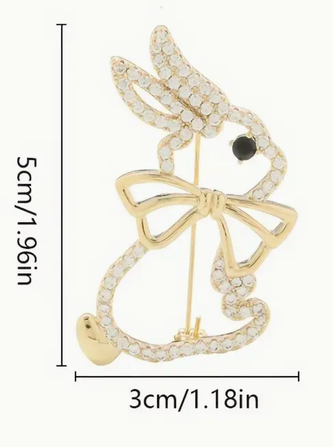 Thumbnail: Sparkling rhinestone bunny brooch