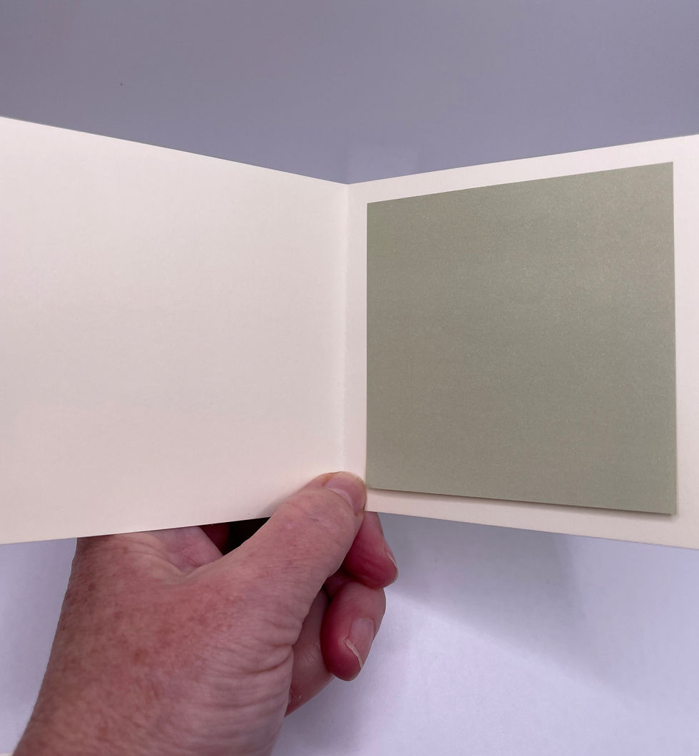 Blank cream-colored interior with a green coordinating writing panel.