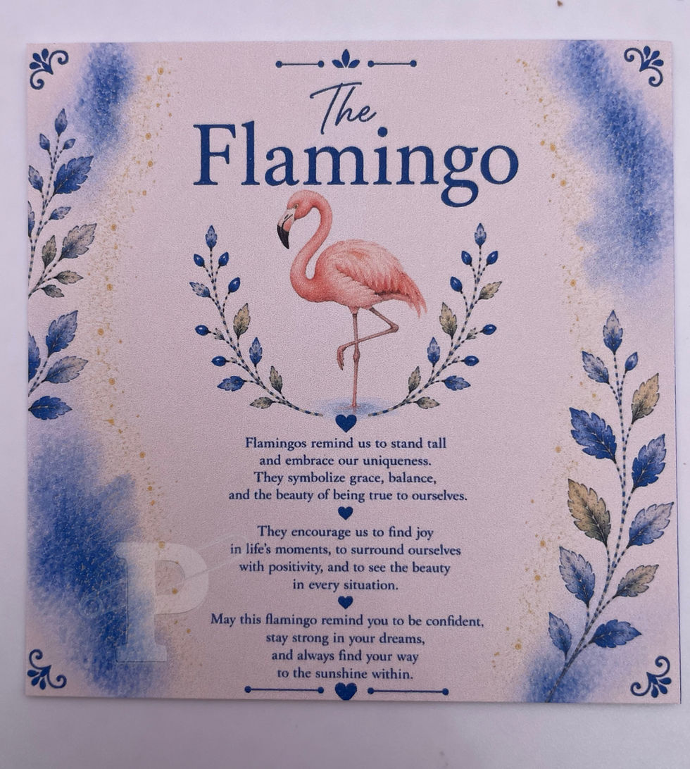 Thumbnail: Flamingo Symbol Meaning Card featuring flamingo artwork and an inspirational message about confidence, balance,  and joy