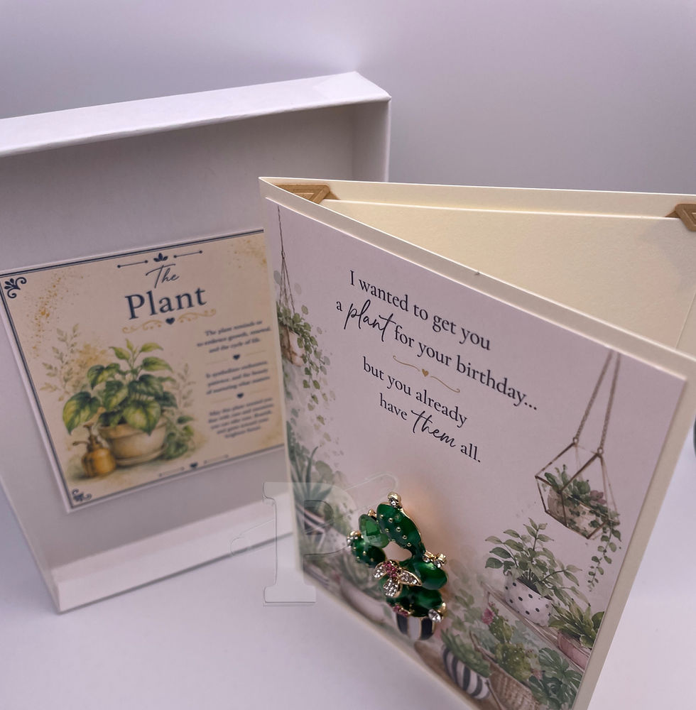 Gift boxed cactus brooch birthday card with Plant symbol meaning card