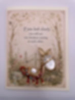 Donkey brooch on greeting card with playful message, "If you look closely, you'll see two donkeys"