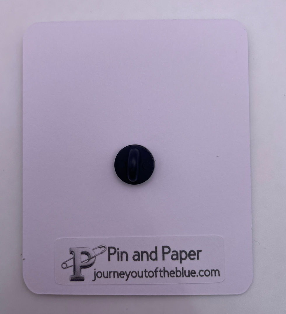 Back of Pin & Paper enamel pin card with secure rubber clutch backing