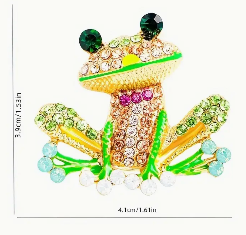 Thumbnail: Sparkling rhinestone frog brooch