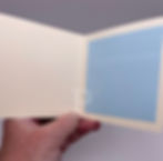 Blank interior of Signature Collection mini greeting card with coordinating purple writing panel.