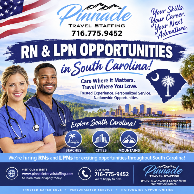 🌴 RN & LPN OPPORTUNITIES IN SOUTH CAROLINA! 🌴
