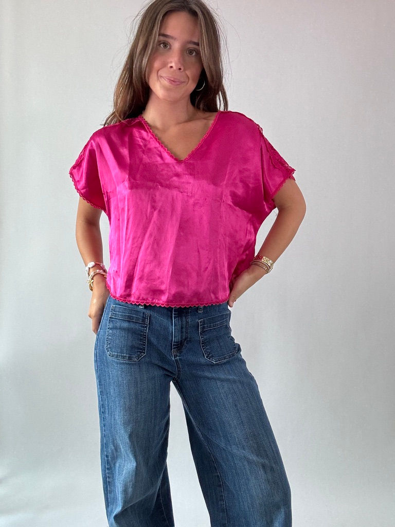 Thumbnail: Vintage Pink Silk Top