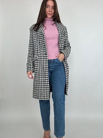Thumbnail: B&W Houndstooth Button Up Coat