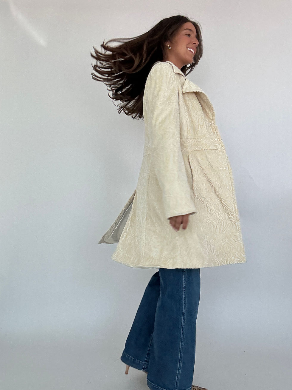 Thumbnail: Beige Zebra Print Coat