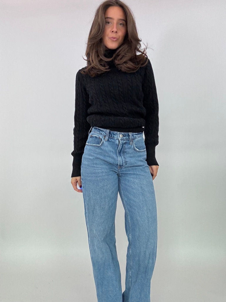 Thumbnail: Black Cableknit Turtleneck