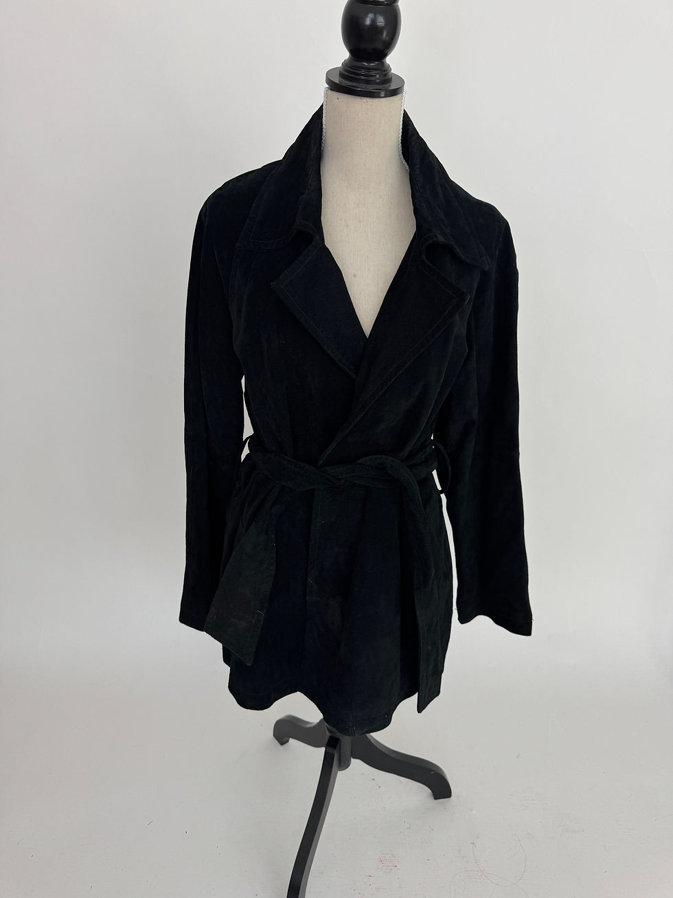Thumbnail: Black Suede Tie Coat
