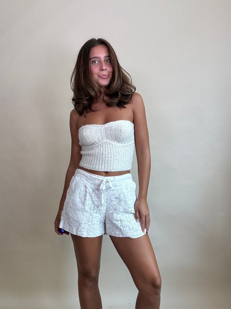 White Lace Mini Shorts