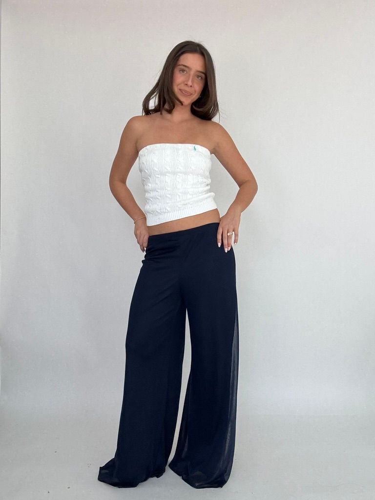 Navy Wide Leg Pants