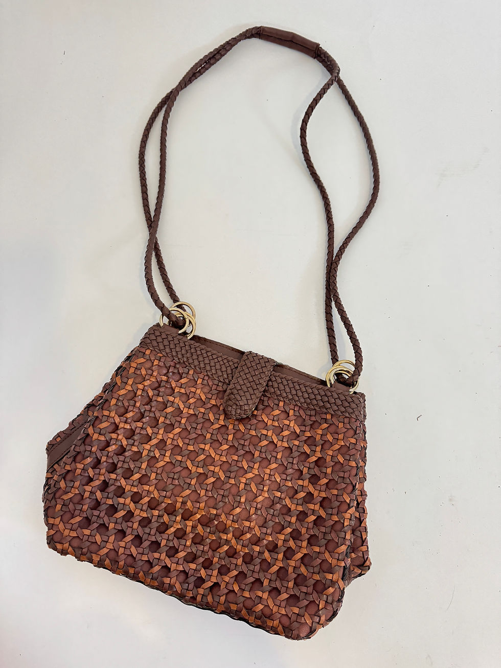 Thumbnail: Brown Woven Leather Crossbody