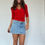 Thumbnail: Red Short Sleeve Cardigan