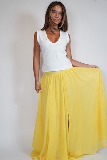 Thumbnail: Yellow Chiffon Maxi Skirt