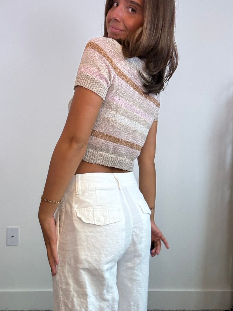 Thumbnail: Striped Metallic Crop Top