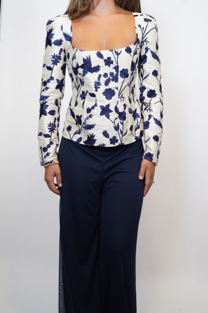 Thumbnail: Blue Floral Embroidered Top