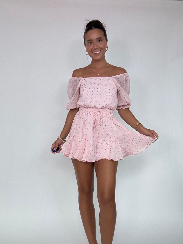 Thumbnail: Pink Polka Dot Romper