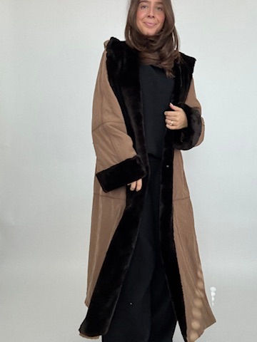 Thumbnail: Tan Shearling Lined Coat
