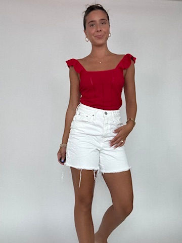 Thumbnail: Red Ruffled Crotchet Top