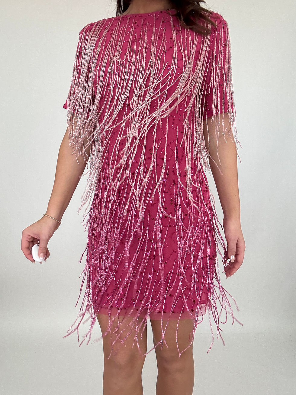 Thumbnail: Pink Beaded Mini Dress