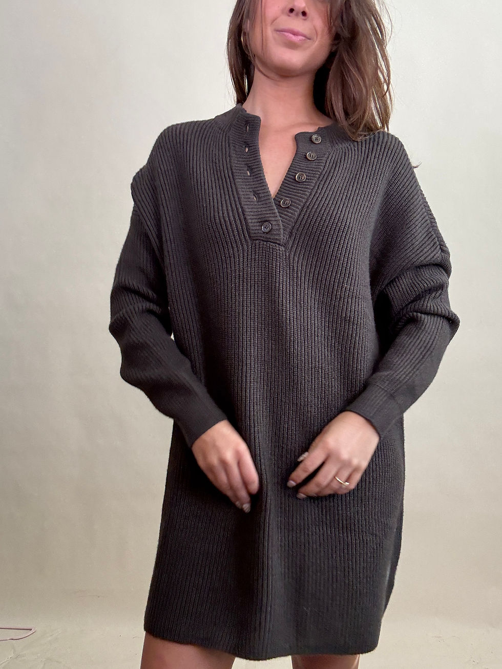 Thumbnail: Brown Knit Sweater Dress