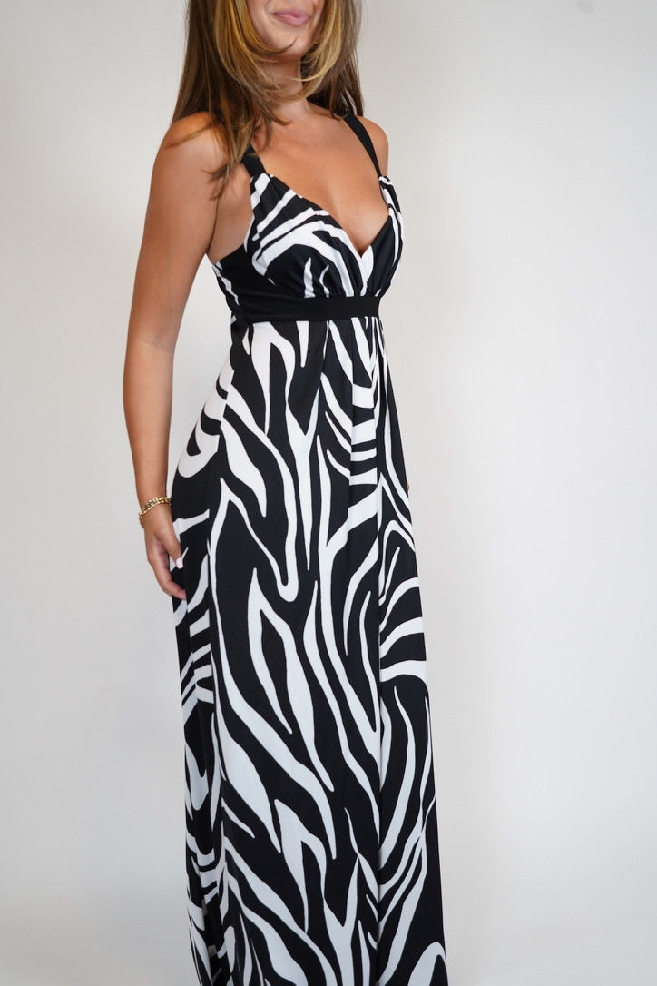 Thumbnail: Vintage Zebra Print Maxi Dress