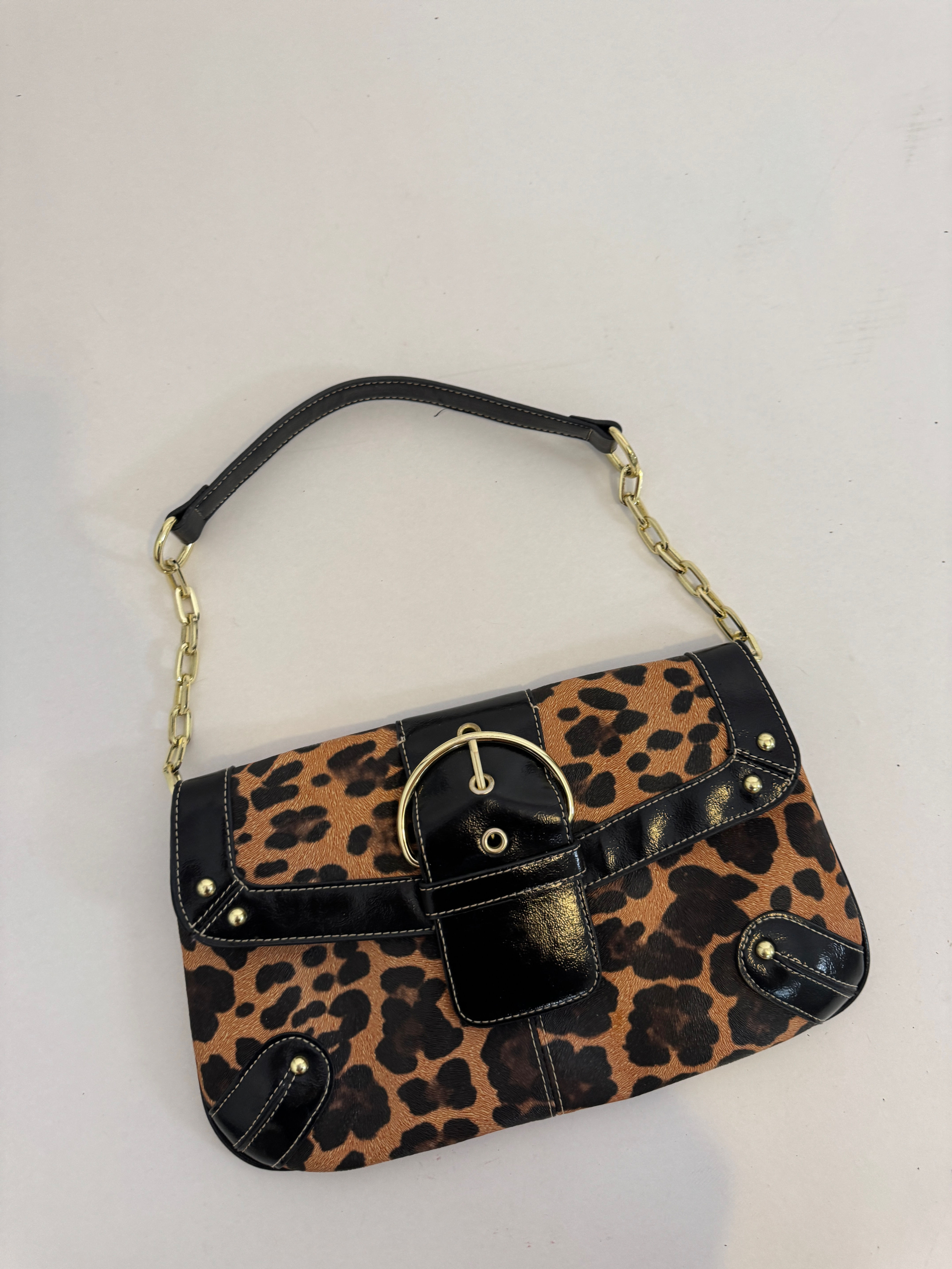 Cheetah Print Leather Shoulder Bag