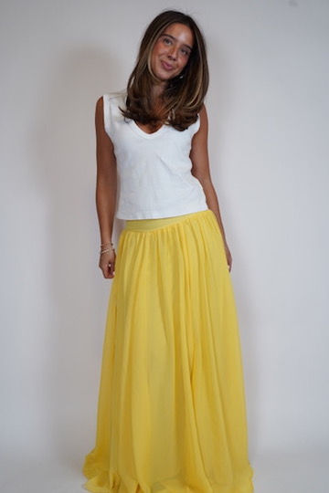 Thumbnail: Yellow Chiffon Maxi Skirt