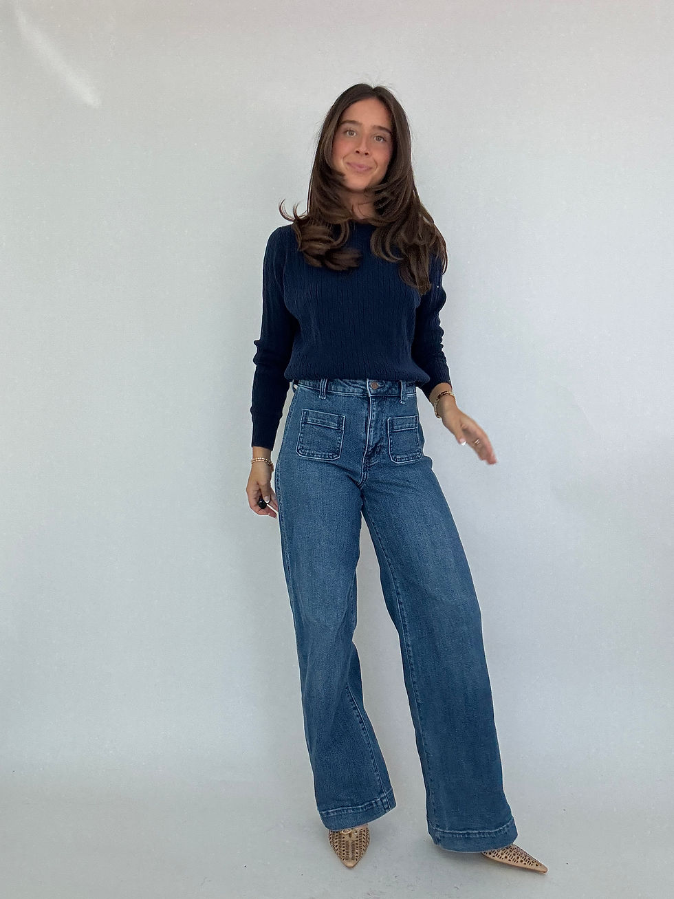 Thumbnail: Navy Cableknit Sweater
