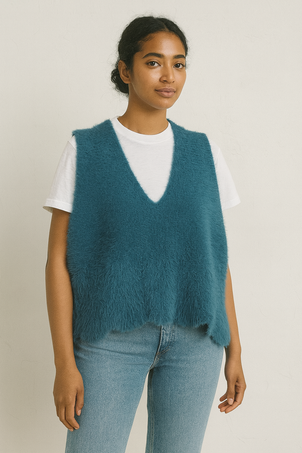 Soft Wool Teal Sweater Vest - Bust 40