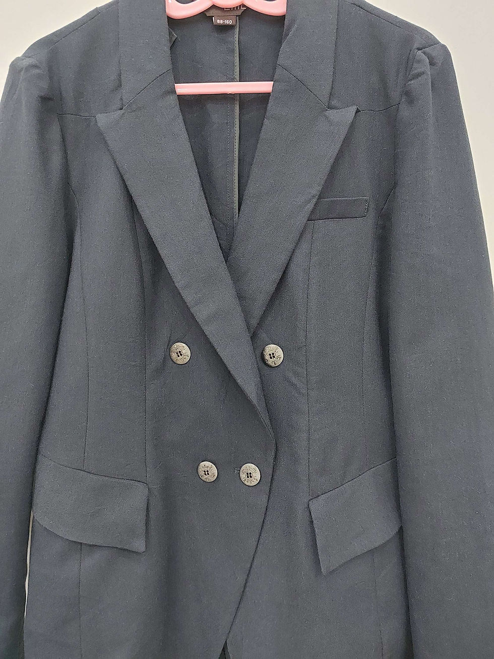Thumbnail: Navy Blue Double-breasted Blazer for women in Bust size 34